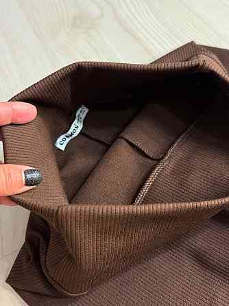 Лосины женские Cosmos 826 утепленые в рубчик на флисе с широким поясом коричневые, коричневый, 2XL Киев