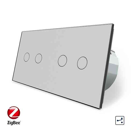 LIVOLO Розумний сенсорний прохідний/перехресний вимикач 4 сенсора (2-2) Livolo сірий скло (VL-C Коломия