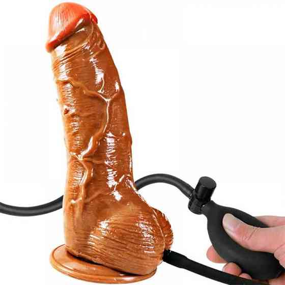 Надувний реалістичний фалоімітатор із грушею "Blow Me Up" - 19*4,2 см - Коричневий Вінниця
