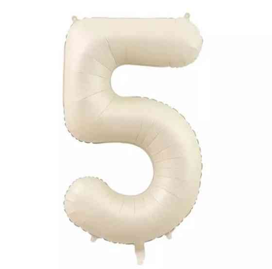 Шарик цифра 5 фольгированная 32 дюйма кремовый Киев