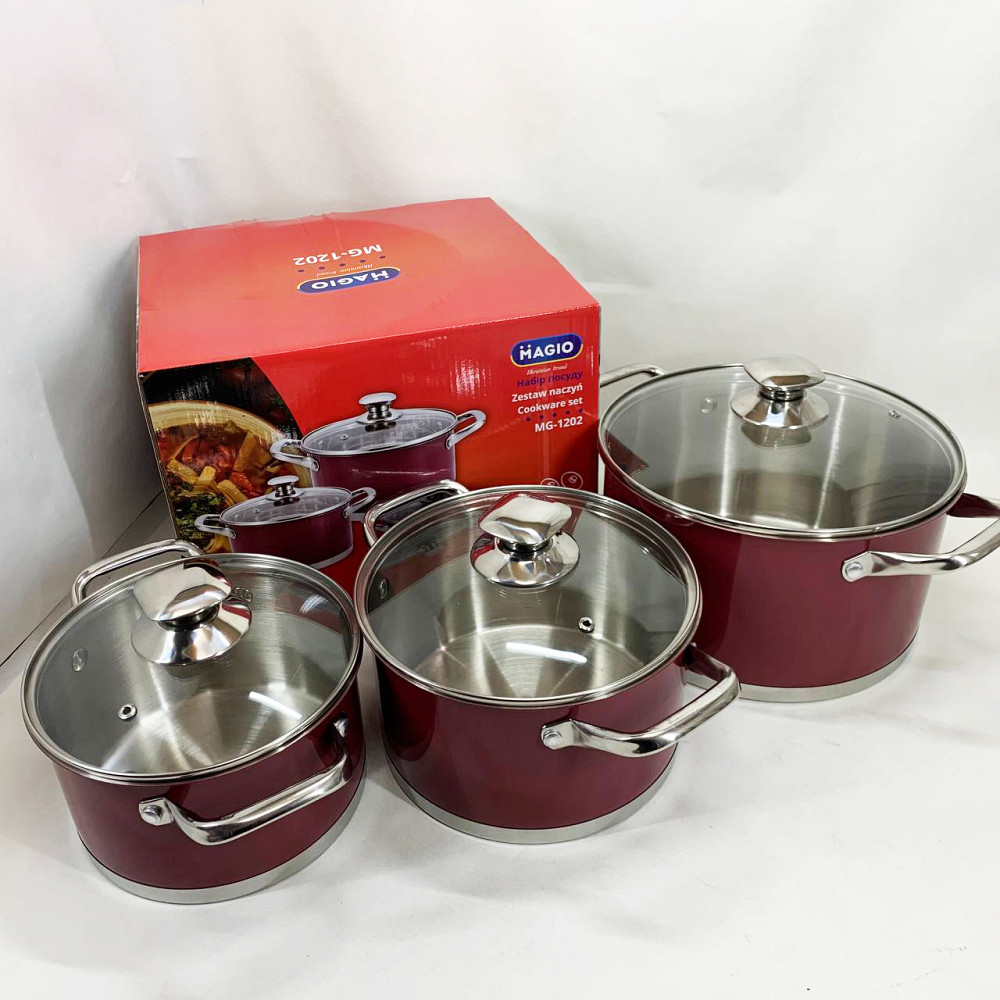 Набор качественных каструль MAGIO MG-1202 6 шт, Хорошие кастрюли, Кастрюля из нержавеющей стали YD-82 Львов - изображение 9
