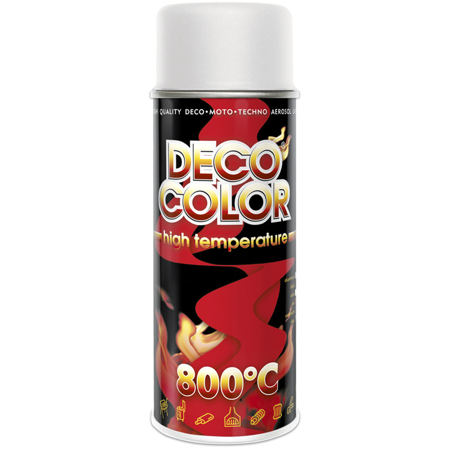 Термостойкая аэрозольная краска DecoColor 800*C, белый, 400мл Киев - изображение 1