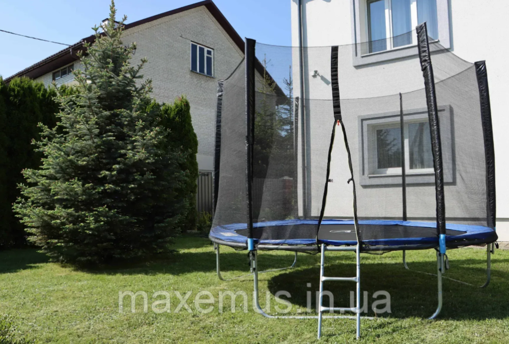 Батут детский Atleto 312 см с защитной сеткой и лестницей батут для детей садовый батут синий Мостиська - фото 18