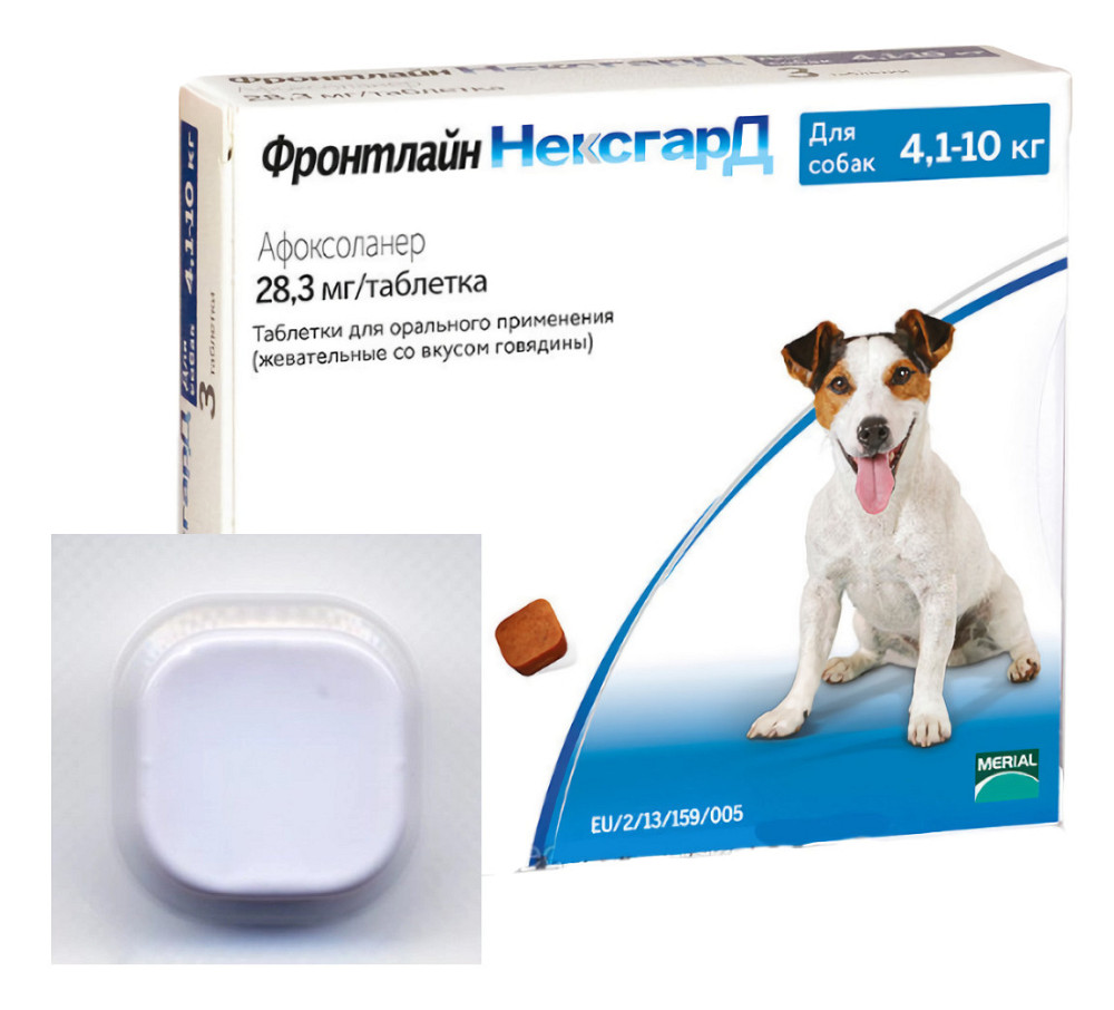 Таблетка Нексгард от блох и клещей для собак весом 4 - 10 кг (1 табл), Merial Франция (срок до 05.2026) Винница - изображение 1