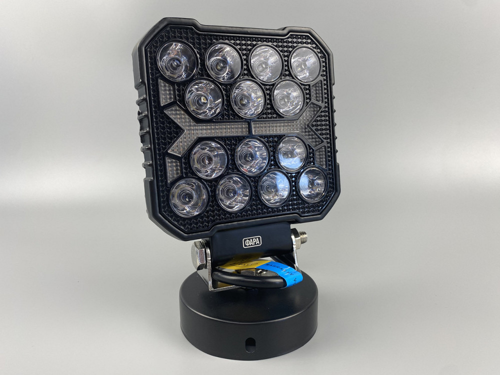 Фара LED квадратна 16 Led chip 12/24V. Широкий промінь + DRL світло (жовта горизонт лінія), світло 6500К, IP67 Мукачево - фото 10