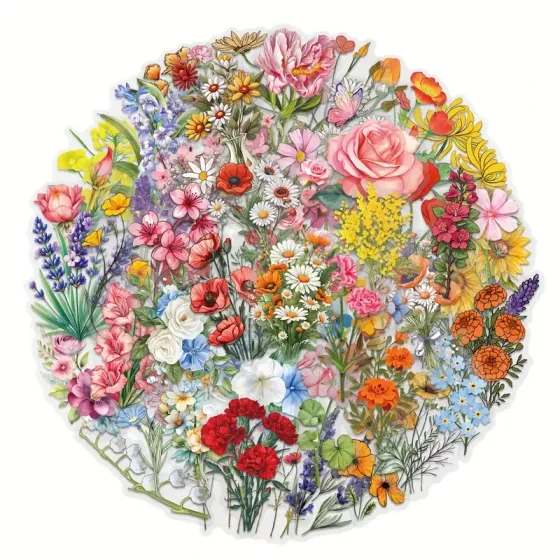 Набор прозрачных наклеек с цветами 60 шт – декоративные стикеры для блокнота, телефона, открыток и подарков Киев