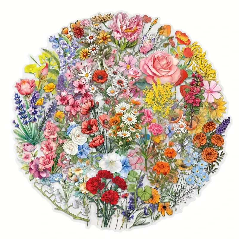 Набор прозрачных наклеек с цветами 60 шт – декоративные стикеры для блокнота, телефона, открыток и подарков Киев - изображение 2