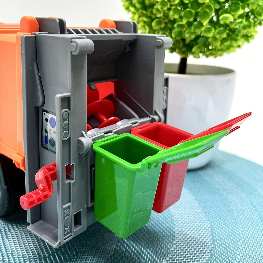 Сміттєвоз машинка інерційна звук підсвічування 1:16 Помаранчева (A1110-3-13) Чернігів - фото 4