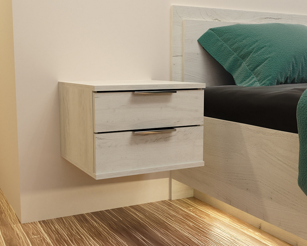 Тумба навісна приліжкова Крістал, Дуб Крафт Білий, 400/400/290 Львів - фото 2