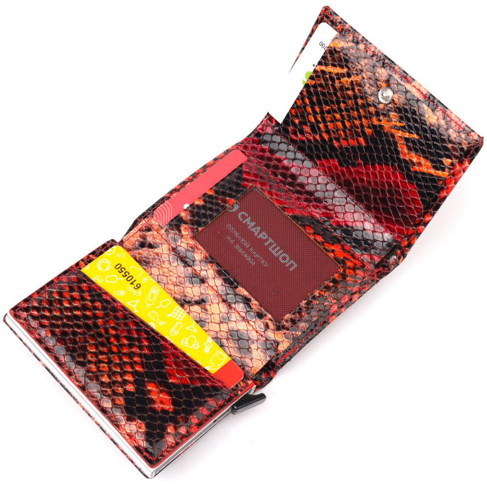 Візитниця з натуральної фактурної шкіри під змію Різнокольоровий (KARYA) Київ - фото 1