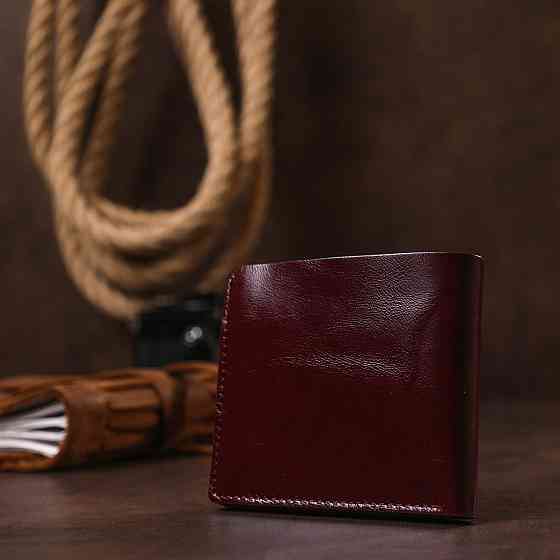 Шкіряне стильне портмоне Бордовий (SHVIGEL) Київ