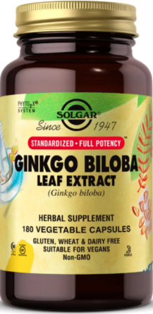 Екстракт листя гінкго білоба Solgar SFP Ginkgo Biloba Leaf Extract 180 вег капс Київ