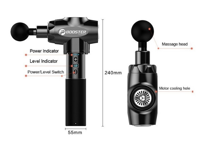 Перкуссионный мышечный ударный массажер Booster Е триггерных точек Черный Винница - изображение 2