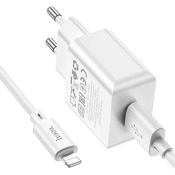 Мережевий зарядний пристрій HOCO C106A Leisure single port charger set, колір білий 6931474783899 Одеса
