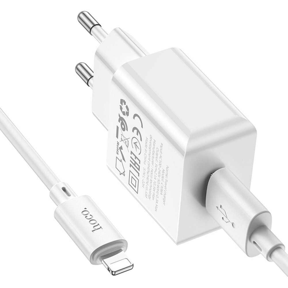 Мережевий зарядний пристрій HOCO C106A Leisure single port charger set, колір білий 6931474783899 Одеса - фото 5