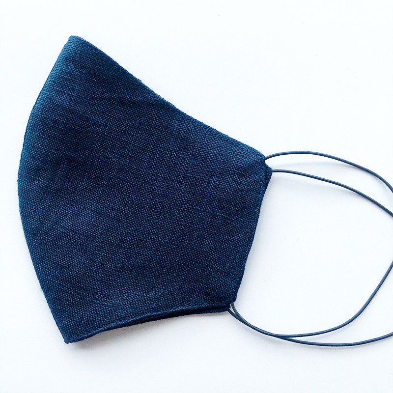 Маска защитная многоразовая из 100% ЛЬНА Размер M (Темно-Синий) Сумы - изображение 1