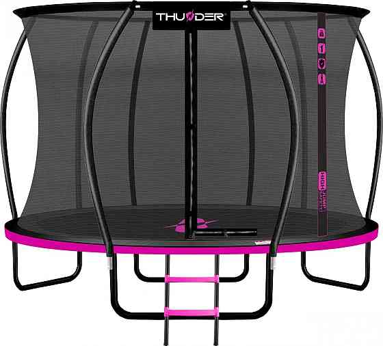 Батут THUNDER INSIDE ULTRA з внутрішньою сіткою 12 футів 374 см чорно-рожевий Київ