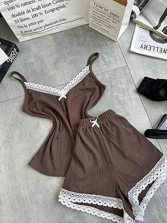 Жіноча повсякденна домашня піжама, двійка турецький рубчик Шоколад, 42/44 Одеса