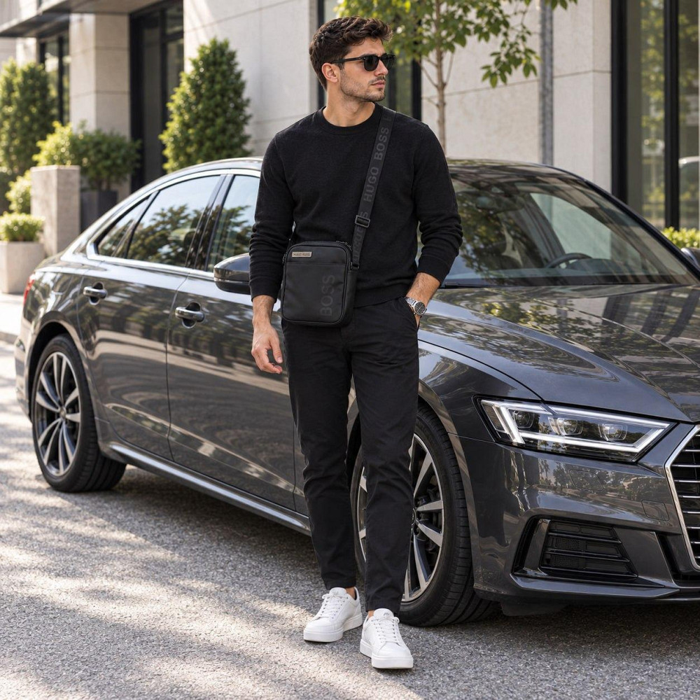 Брендовая мужская борсетка, сумка на плечо Hugo Boss (E-08) Киев - изображение 6