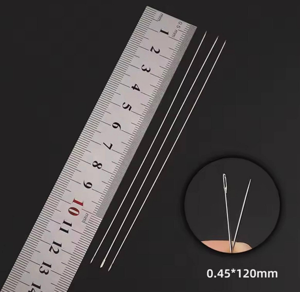 Иглы для бисера тонкие 0.45×120 мм, набор 10 шт, гибкие металлические иглы для рукоделия Киев - изображение 4