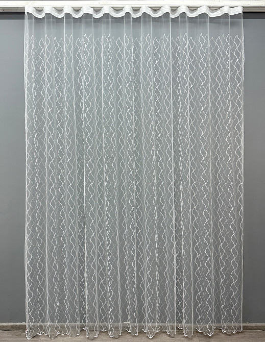 Тюль VR-Textil 1838т Фатин с вышивкой и люрексом Белый с серебристым 300х270 см (40-193) Киев - изображение 2