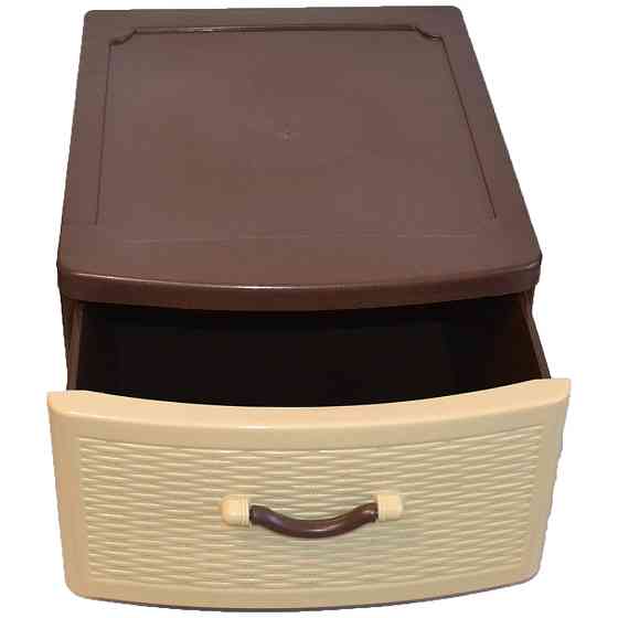 Комод пластиковий Efe Plastics 1 ящик 27х46х38, ротанг, бежевий. Ефе пластик Одеса