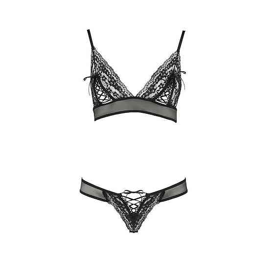 Комплект білизни Passion ERZA SET S/M, black, ліф і трусики Sex Aura Київ