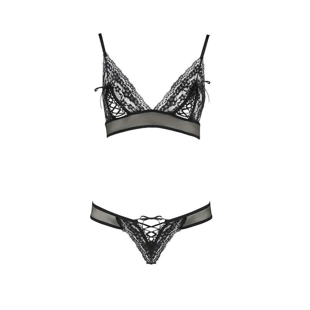 Комплект білизни Passion ERZA SET S/M, black, ліф і трусики Sex Aura Київ - фото 3