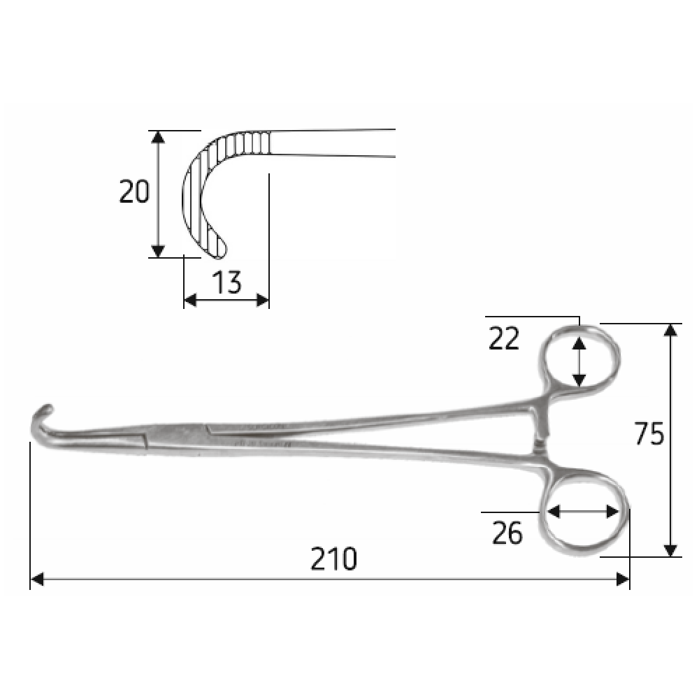 Затискач для жовчних протоків, 21 см, J-17-281 Дніпро - фото 2