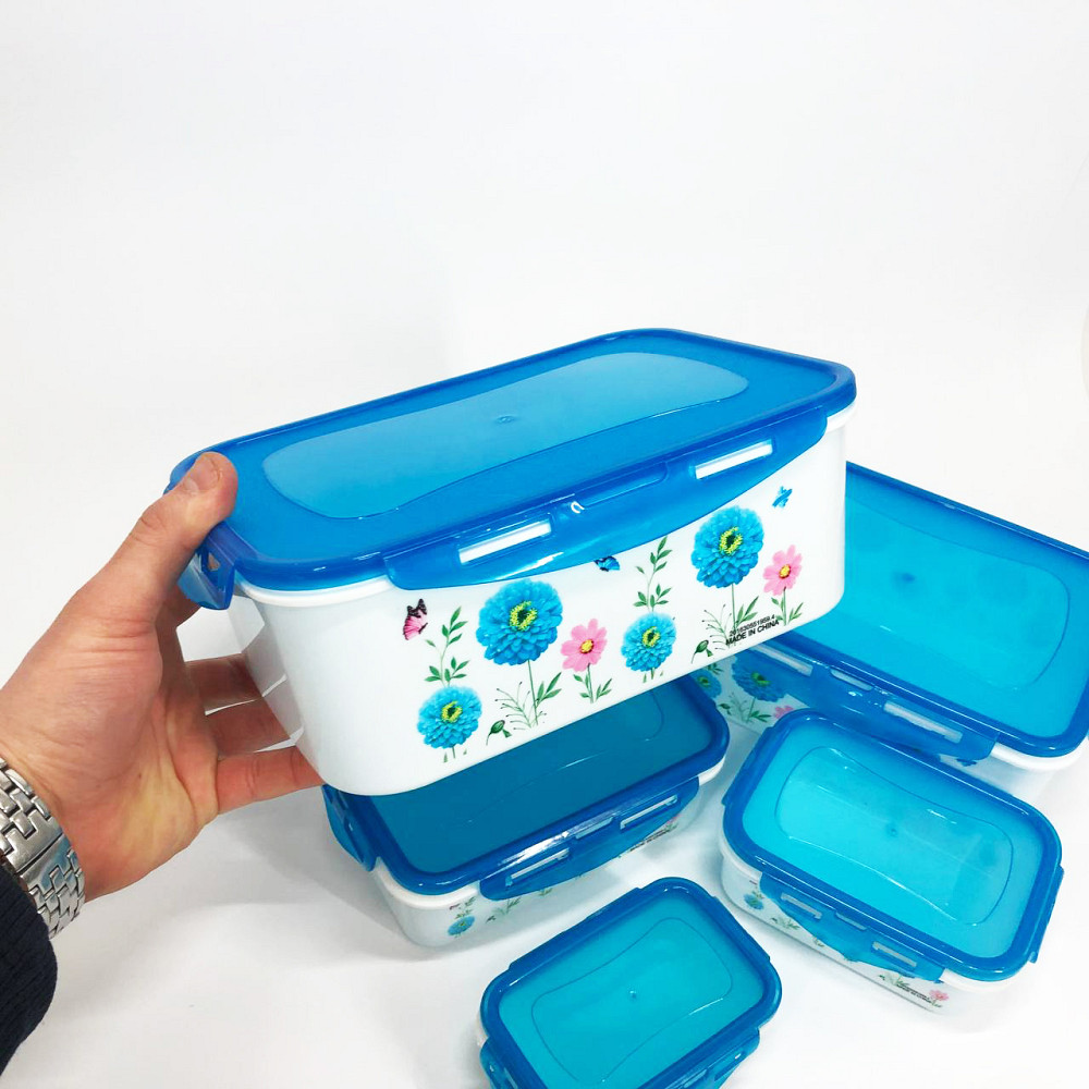 Набор контейнеров UNIQUE UN-1514 5шт. Цвет: голубой ZO-53 Львов - изображение 8