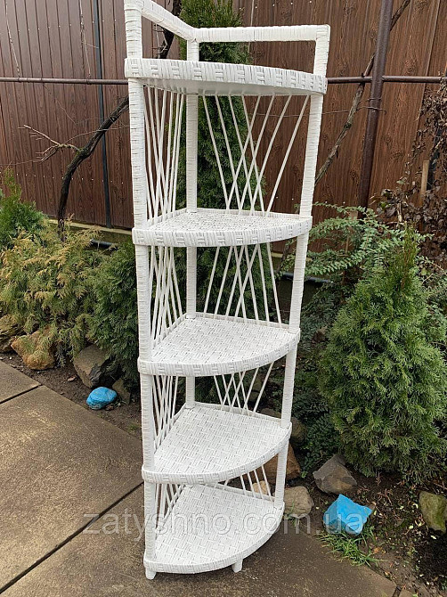 Этажерка плетеная белая угловая Киев - изображение 4