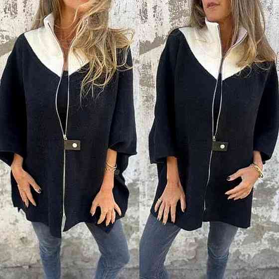 Жіночий базовий теплий кардиган-пончо ангора в'язання Чорний, 56/62 Одеса