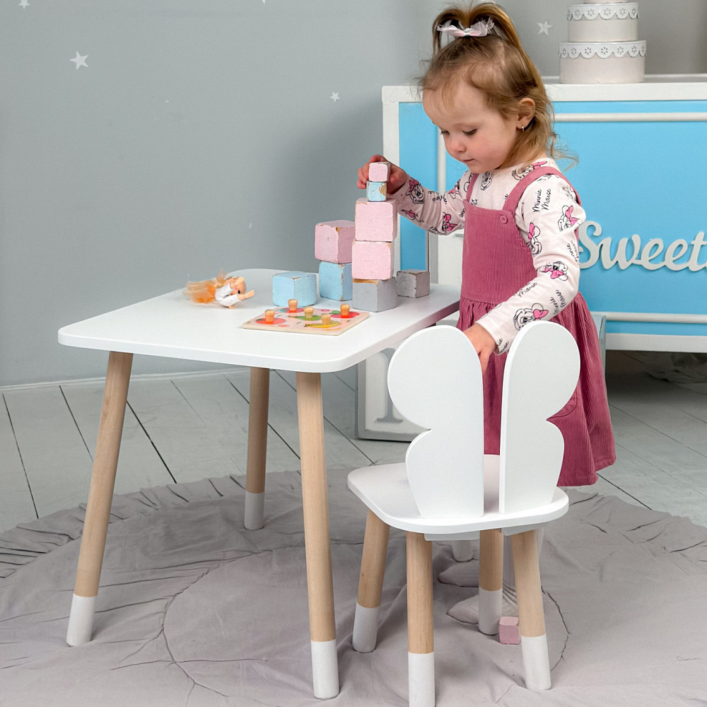 Стіл і стілець "Метелик" для дівчинки, білий Київ - фото 3