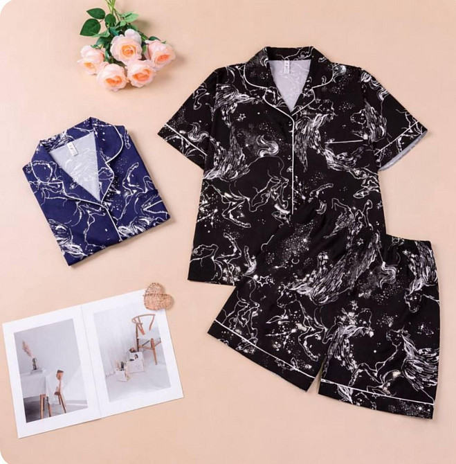 Жіночий домашній комплект-двійка з принтом бамбук Чорний, 48/50 Одеса - фото 1