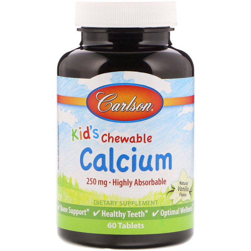 Кальций для детей Carlson Chewable Calcium 250 мг 60 таблеток Ваниль Киев - изображение 1