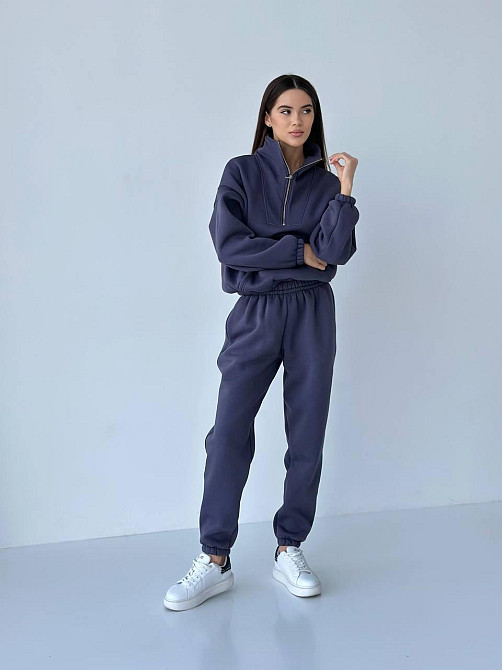 Флісовий спортивний костюм із блискавкою Графіт XL-2XL Харків - фото 1