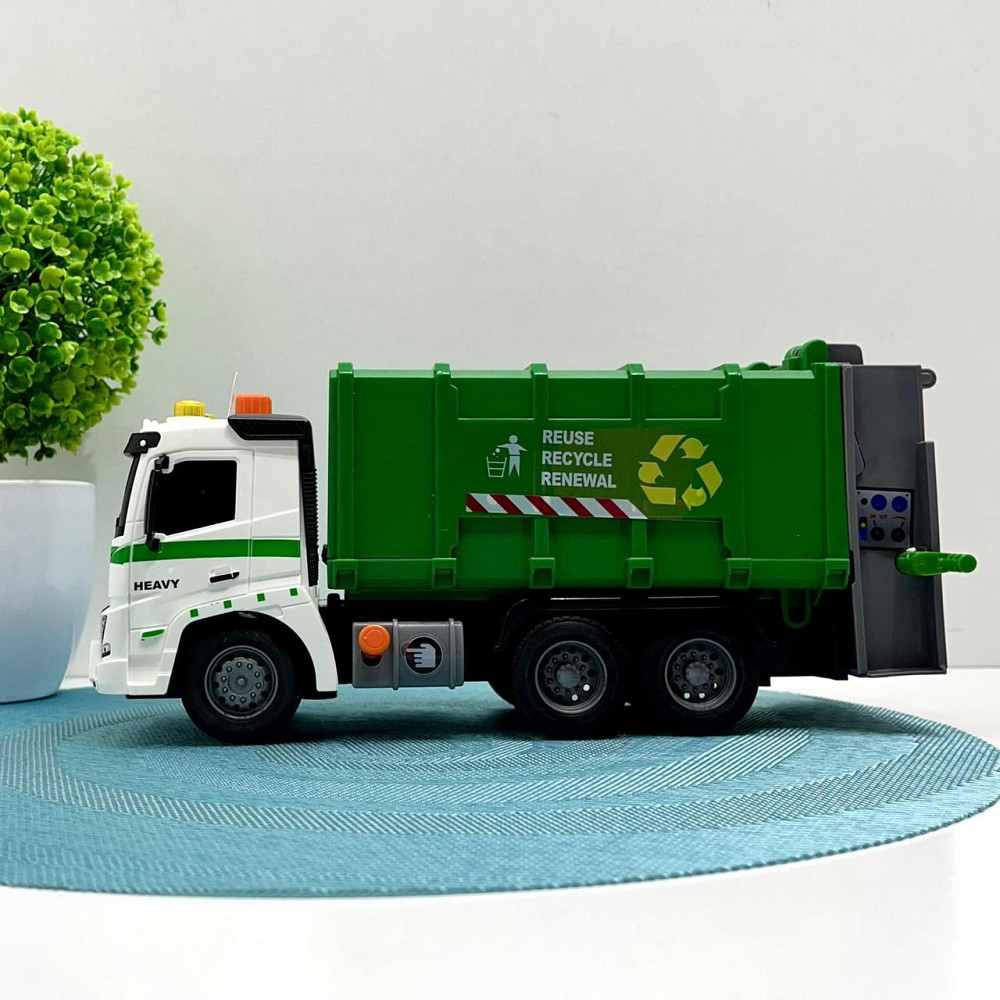 Сміттєвоз машинка інерційна звук підсвічування 1:16 Зелена (A1110-3-13) Чернігів - фото 6