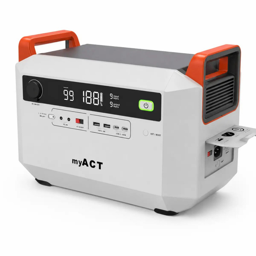 Зарядная станция myACT AP1002 Grey 998 Вт·ч, 1000 Вт, LiFePO4, пиковая 1800 Вт Киев - изображение 1