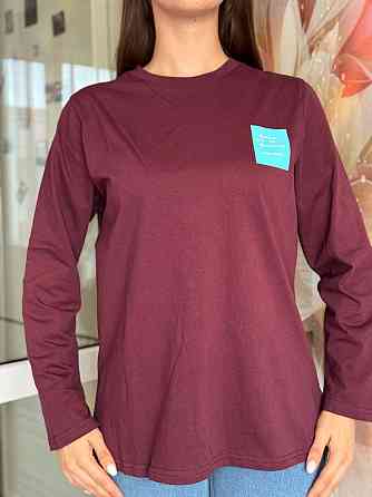 Жіночий стильний зручний лонгслів кулір-турецька бавовна Бордо Одеса