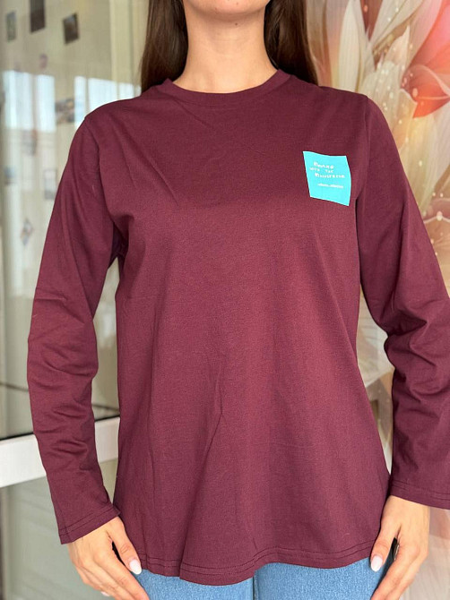 Женский стильный удобный лонгслив кулир-турецкий хлопок Бордо Одесса - изображение 1