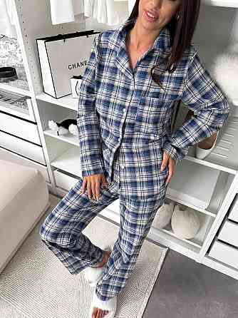 Жіноча домашня повсякденна картата піжама з фланелі. джинсовий, 42/44 Одеса