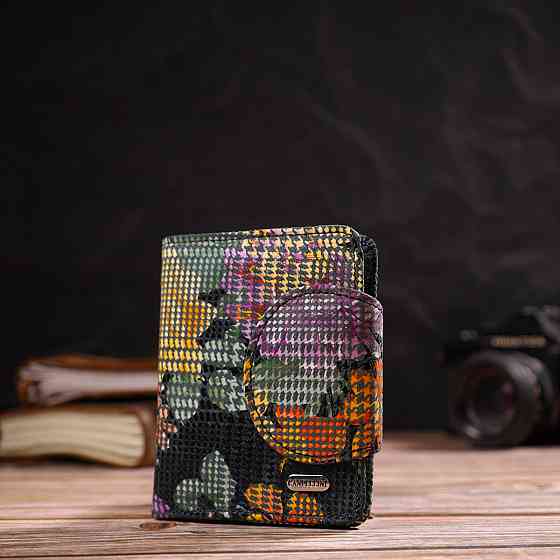 Оригинальное женское портмоне среднего размера из натуральной фактурной кожи (CANPELLINI) Киев