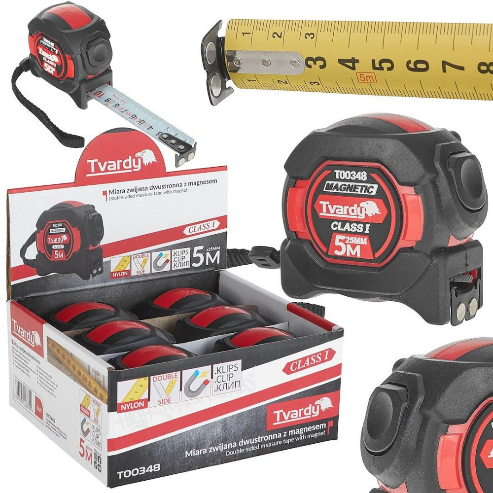 Рулетка нейлонова "Tvardy" двостороння з магнітом та автостопом 5 м/25 мм, КЛАС I Киев - изображение 2