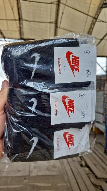 Дитячі високі якісні бавовняні шкарпетки Чорні в наборі по 6 штук Nike. Розмір 31-34 Київ - фото 4