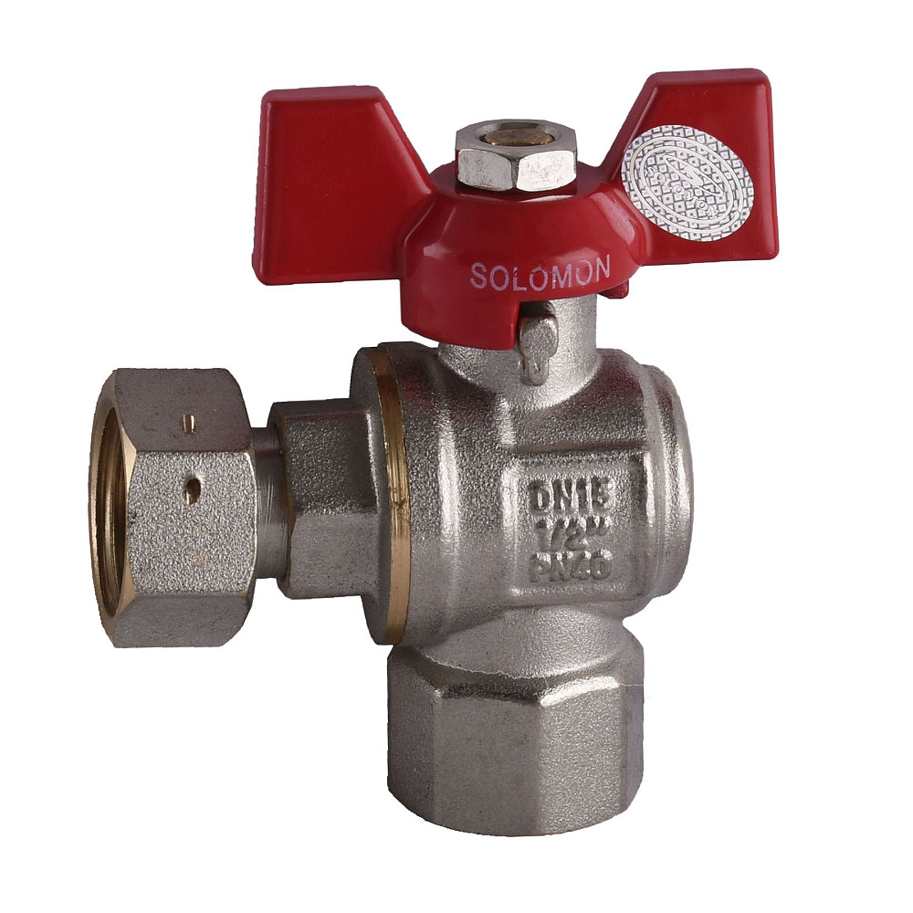 Кран кульовий кутовий з накидною гайкою SOLOMON 1/2″ ВВ PN40 160401 Тернополь - изображение 1