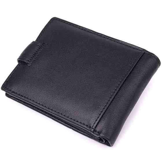 Вместительный мужской бумажник из натуральной кожи Vintage sale_15102 Черный Киев