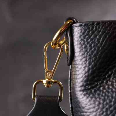 Сумка Vintage Жіноча із застібкою ґудзиком з натуральної шкіри Чорна (22319) Вінниця