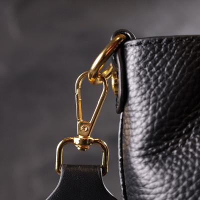 Сумка Vintage Жіноча із застібкою ґудзиком з натуральної шкіри Чорна (22319) Вінниця - фото 5