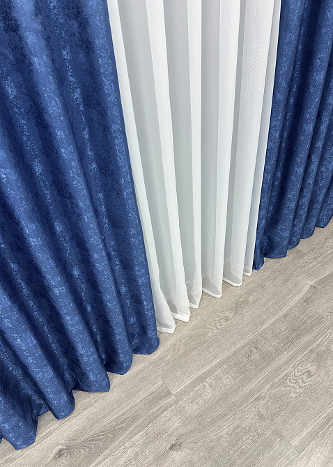 Шторна тканина жакард, колекція "Мармур Al1" колір синій 442ш Київ - фото 6