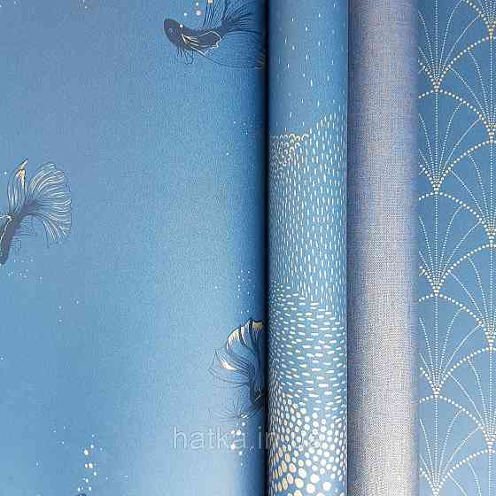 Шпалери вінілові на флізелін Caselio The Place to bed 0.53х10 м золота рибка чорна на темно синьому тлі Київ